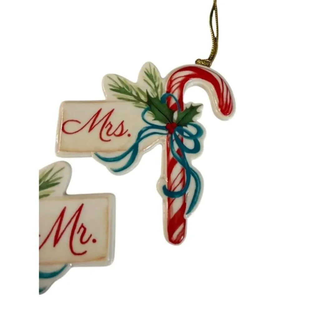 Lenox Mr. & Mrs. 2-pc porcelain candy cane ornament set